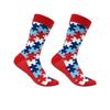 Colorful Puzzle Piece Print Men Crew Socks Funny Casual Daily Wear Socks Novelty Fashion Gift for Him Business Work Blue Red