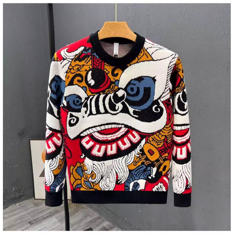 Men s Slim Fit Crew Neck Sweater: Trendy Autumn/Winter 2024 Knitwear 2XL