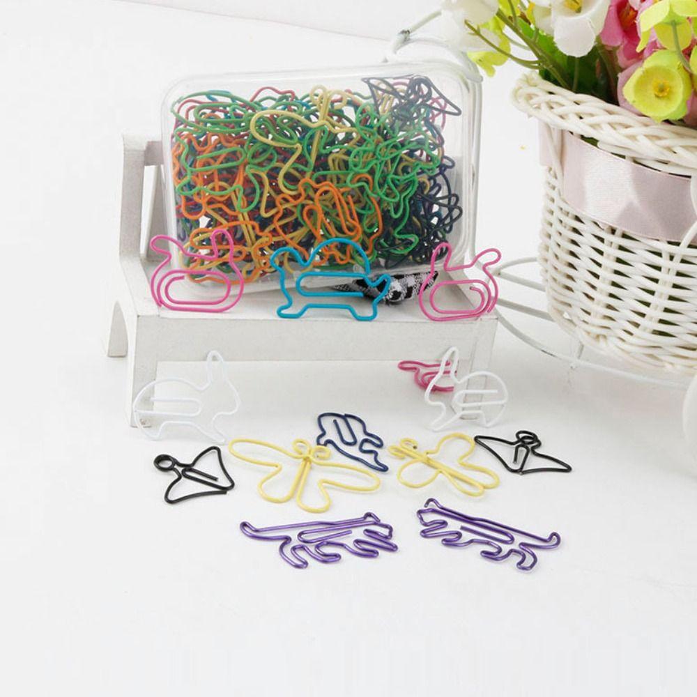 60pcs Plastic-coated Metal Paper Clip 12 Kinds Memo Clips Bookmarks Office Supplies  Office