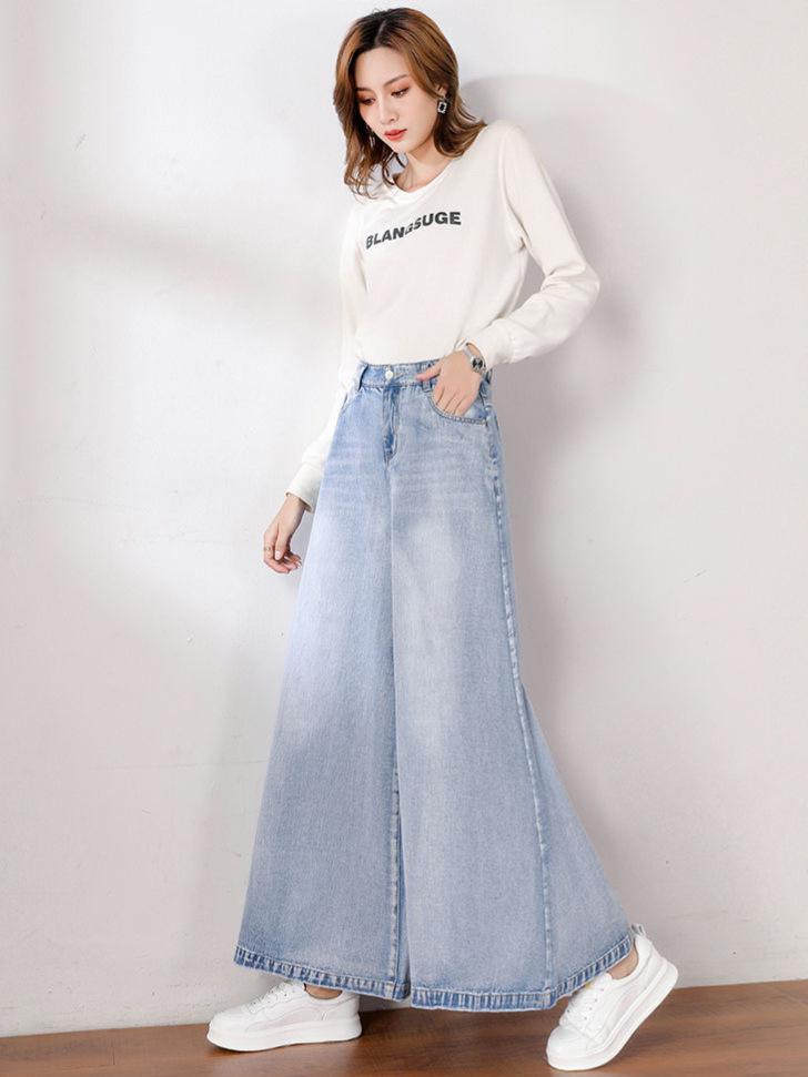 2026 Spring/Autumn High Waist European Chic Wide Leg Jeans for Women - Slimming, Loose Fit Trousers