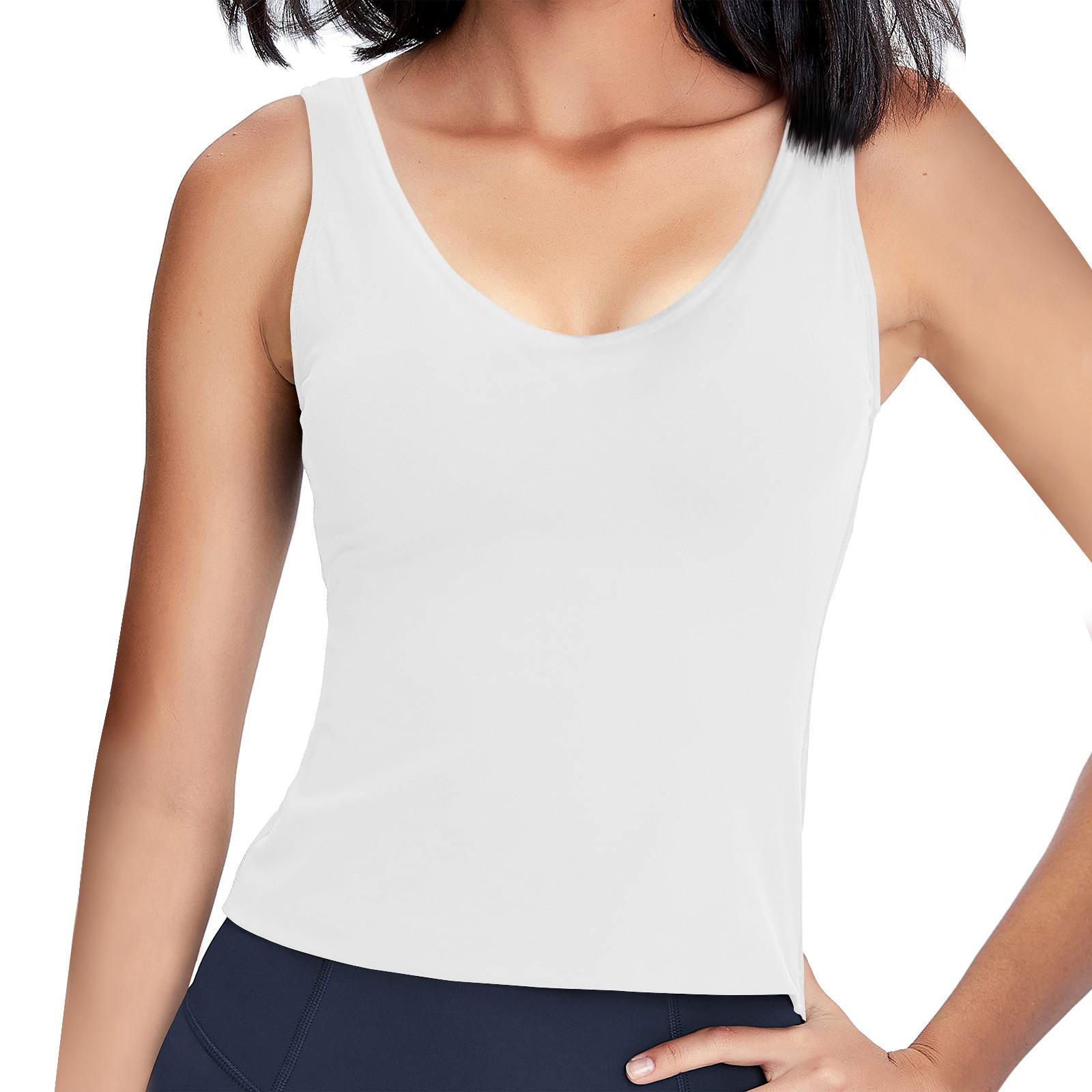 

Женская однотонная рубашка с чашкой для йоги, спортивное нижнее белье, жилет M белый