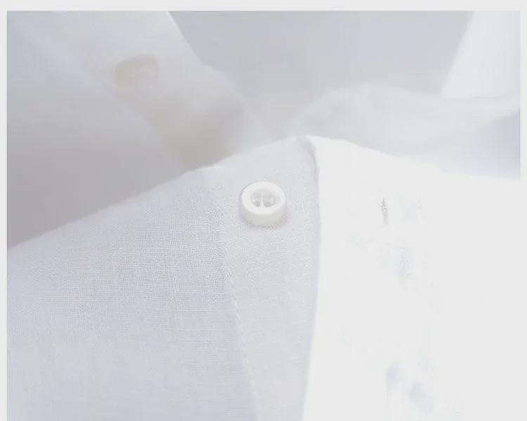 Pánská košile s krátkým rukávem z ledového hedvábí - Letní volný střih, prodyšná, jednobarevná bílá