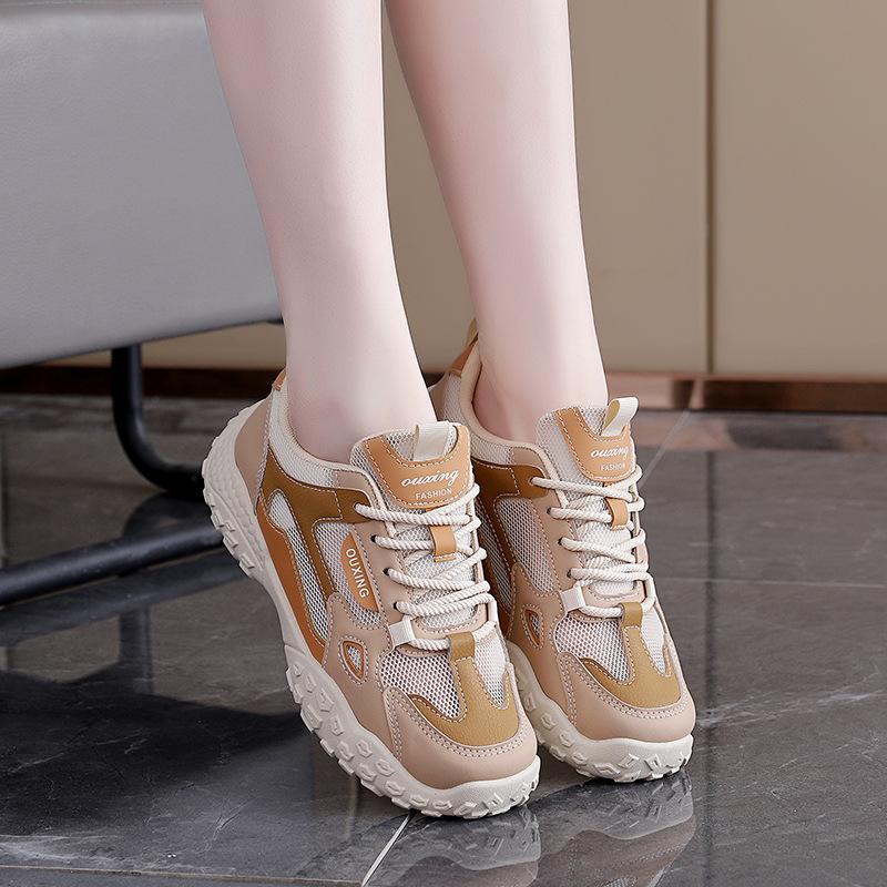 Mesh breathable new dad shoes women 2025 spring student sports running casual sports board shoes women Q3001