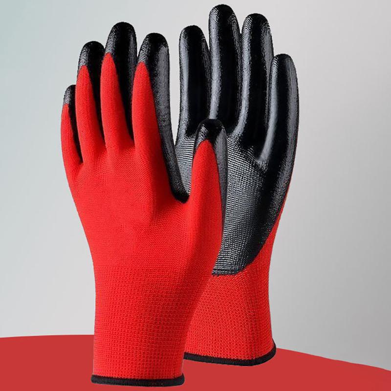 12 Pairs Advanced Work Gloves Durable Wrinkled Latex Coating For Construction Warehouse Handling Gardening