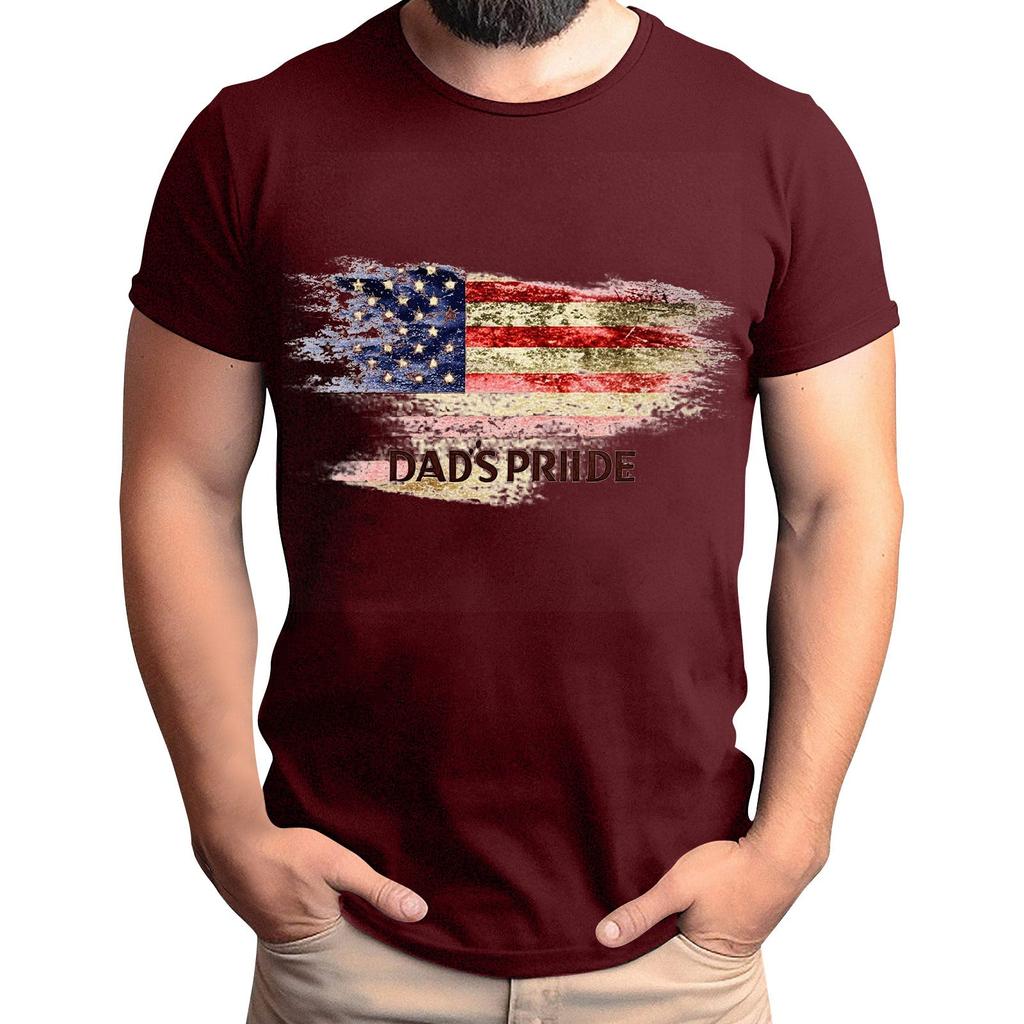 Men's Father's Day Flag Printed T-Shirt Men's Loose Casual Short Sleeve Top