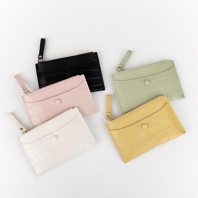 5color Bean Button Crocodile Card Wallet Ac-9372c
