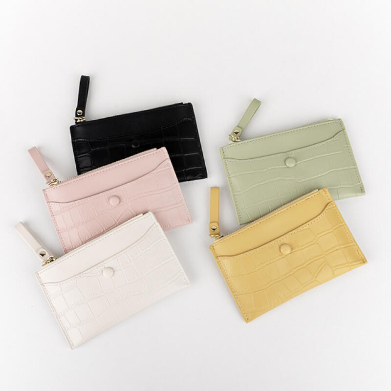 5color bean button crocodile card wallet ac-9372c