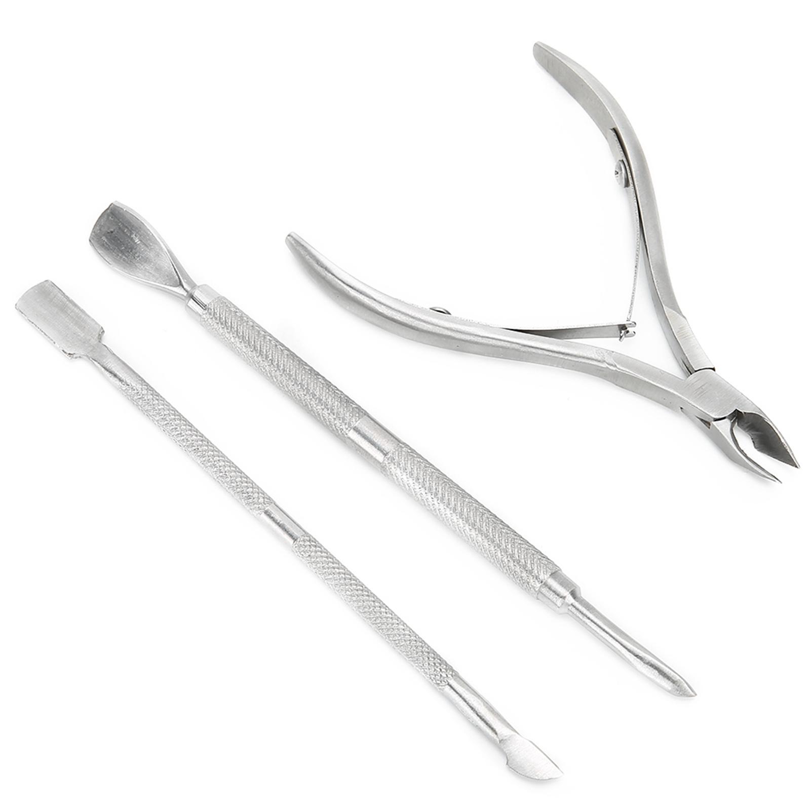 

3 шт. Кусачки для кутикулы из нержавеющей стали, Инструмент для удаления омертвевшей кожи, Стальной пушер, Набор инструментов для маникюра белый