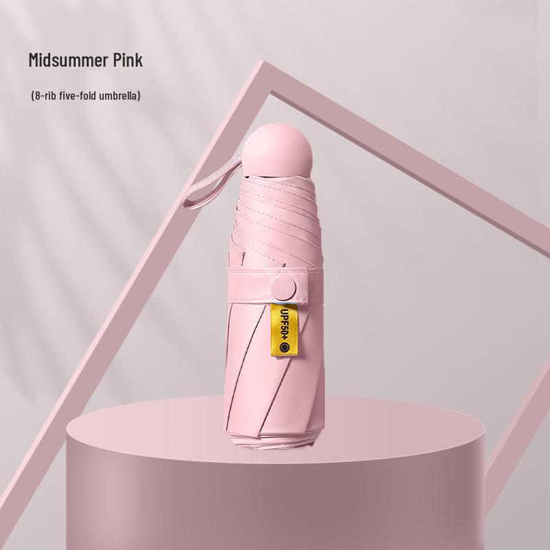 Kompakter UV-Schutz Faltbarer Regenschirm mit Schwarzer Fütterung