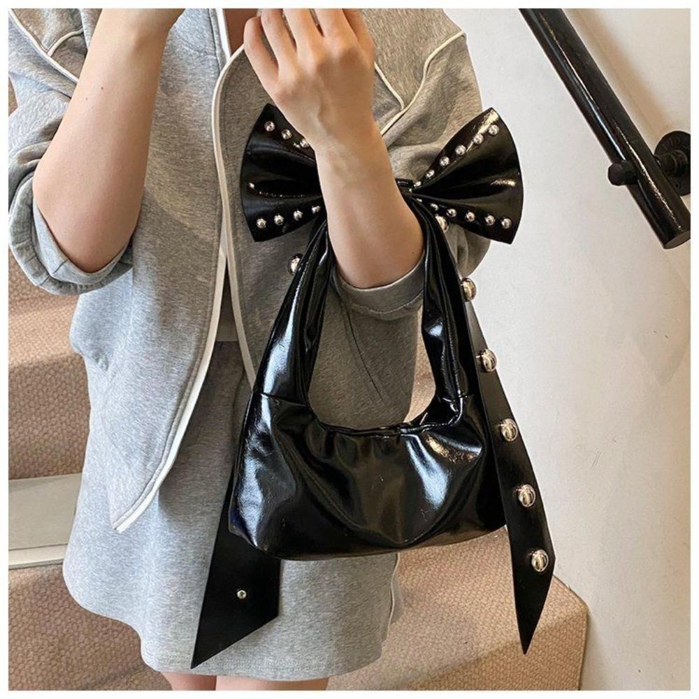 Simple Niche French Foreign Style Bag Bow Women's Bag, Shoulder Handbag Zipper Bag, Fashion Personality Women's Bag