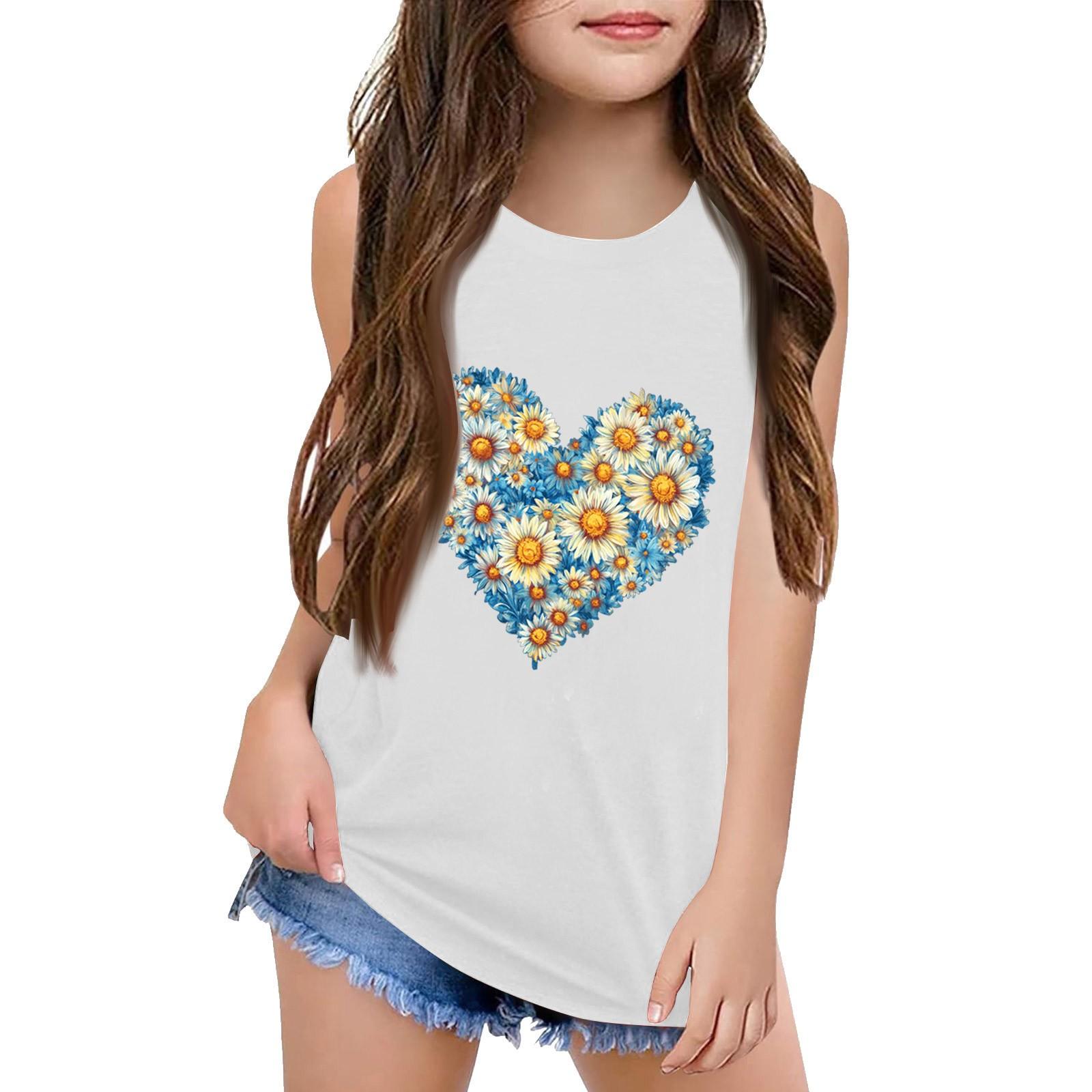 

Girls Kids Summer Crewneck Sleeveless Shirts Tank Tops 120 бежевый