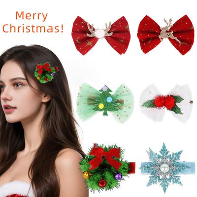 2/6 Pièces/Ensemble Pinces à Cheveux Thème de Noël Décoration Arbre de Noël Flocon de Neige Renne