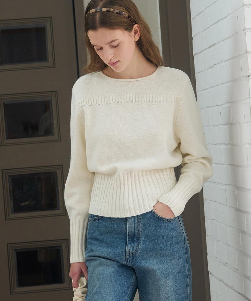 Deuloupisumeon Code Boat Neck Wool Knit [Mint]