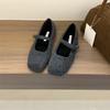 French Flat-bottomed Velvet Mary Jane Fluffy Shoes Women's Shoes Wear 2025 Autumn and Winter Retro Suede Evening Shoes