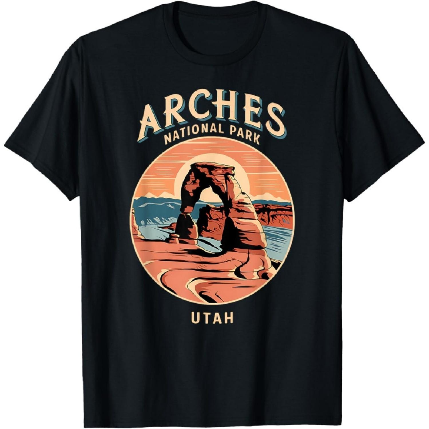 Hiking Camping Scenic Design of Arches National Park Utah T-Shirt S