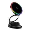 Magnetic Wireless Phone Holder, 15W Fast Charging with Suction Cup and Ambient Light, Multi Angle Adjustable Mount for