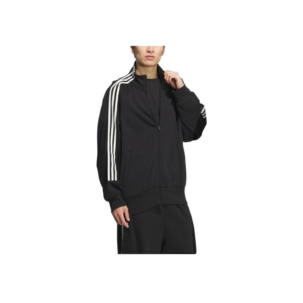 Adidas 3-Stripes Knit Track Top Retro Sports Stand Collar Casual Side Stripe Jacket Unisex Jacket Black JI6649