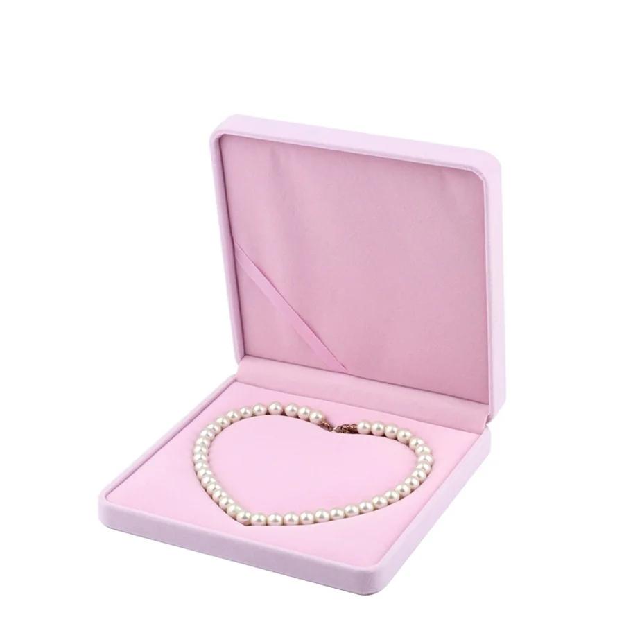 High Quality Pink Velvet Rounded Corner Jewelry Box Ring Earrings Necklace Pendant Bracelet Pearl Necklace Jewelry Gift Box