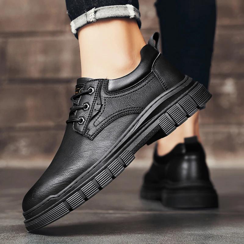 Fashion Men Shoes lace up New Winter Genuine Leather Casual Shoes Fashion Business Oxford Shoe men Designer office Work Shoes