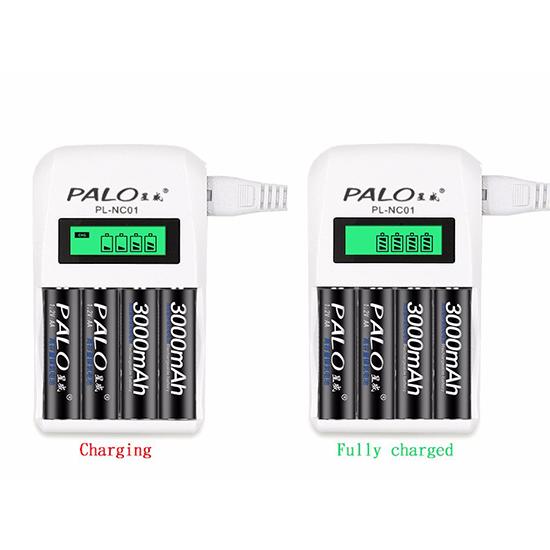 PALO LCD Display 4 Slots Smart Rechargeable Battery Charger For AA AAA Ni-Cd Ni-Mh Rechargeable Batteries