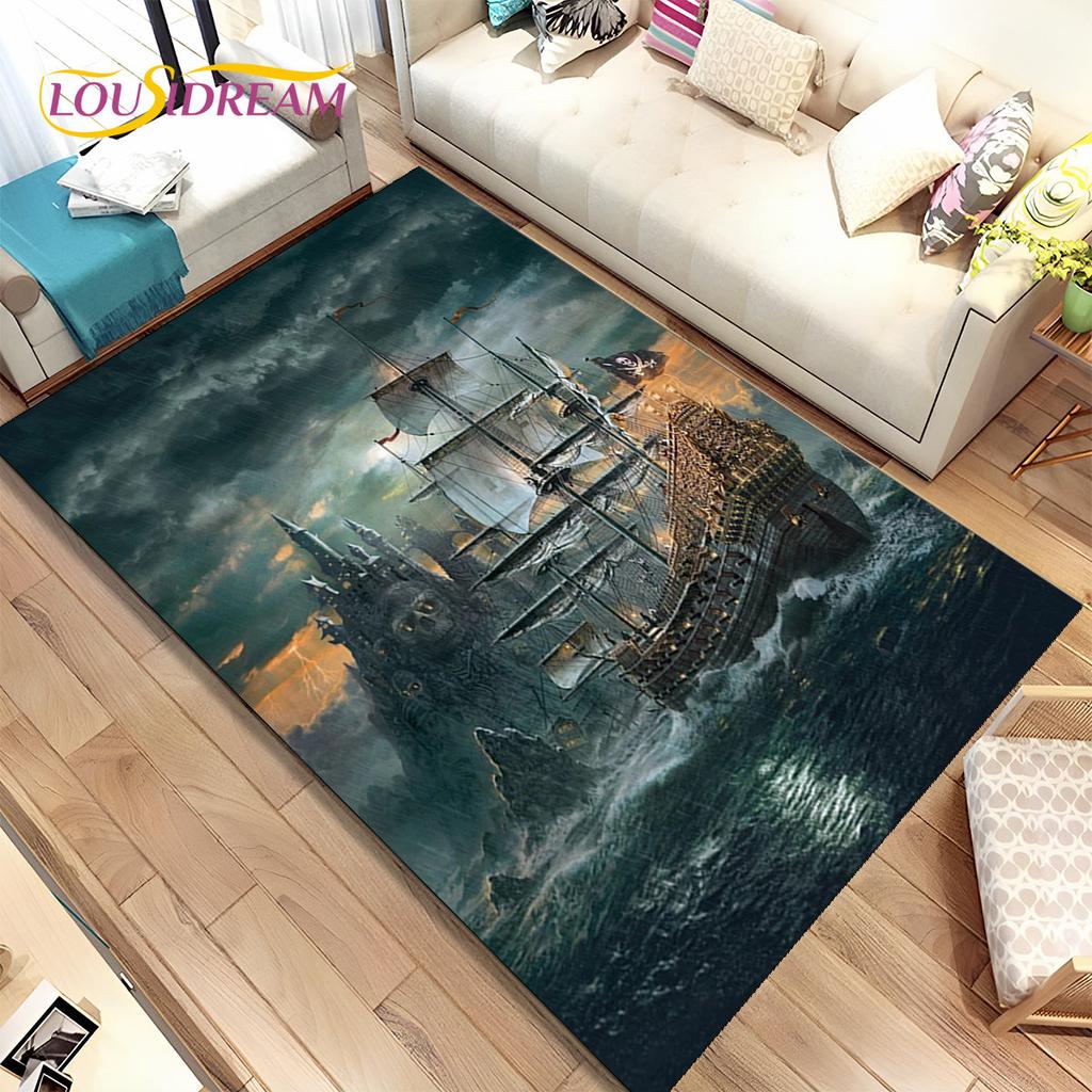 Un bateau pirate, une barque, un bateau, un tapis pour la maison, le salon, la chambre à coucher, un canapé, un paillasson, un tapis de sol antidérapant