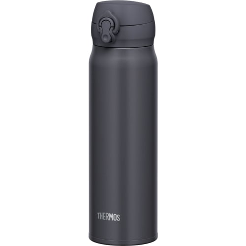 Thermos Vacuum Insulated Portable Mug, 600ml, Smoke Black, with Detachable Spout for Easy Cleaning, Lightweight, One-Touch Opening, Stainless Steel Bo