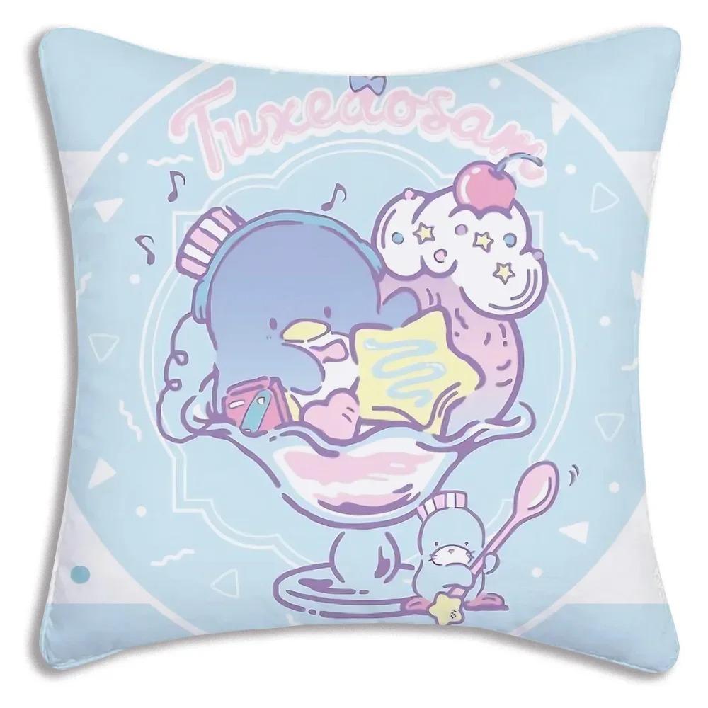 Cartoon Penguin Print Decorative Pillowcase Car Sofa Square Cushion Pillowcase