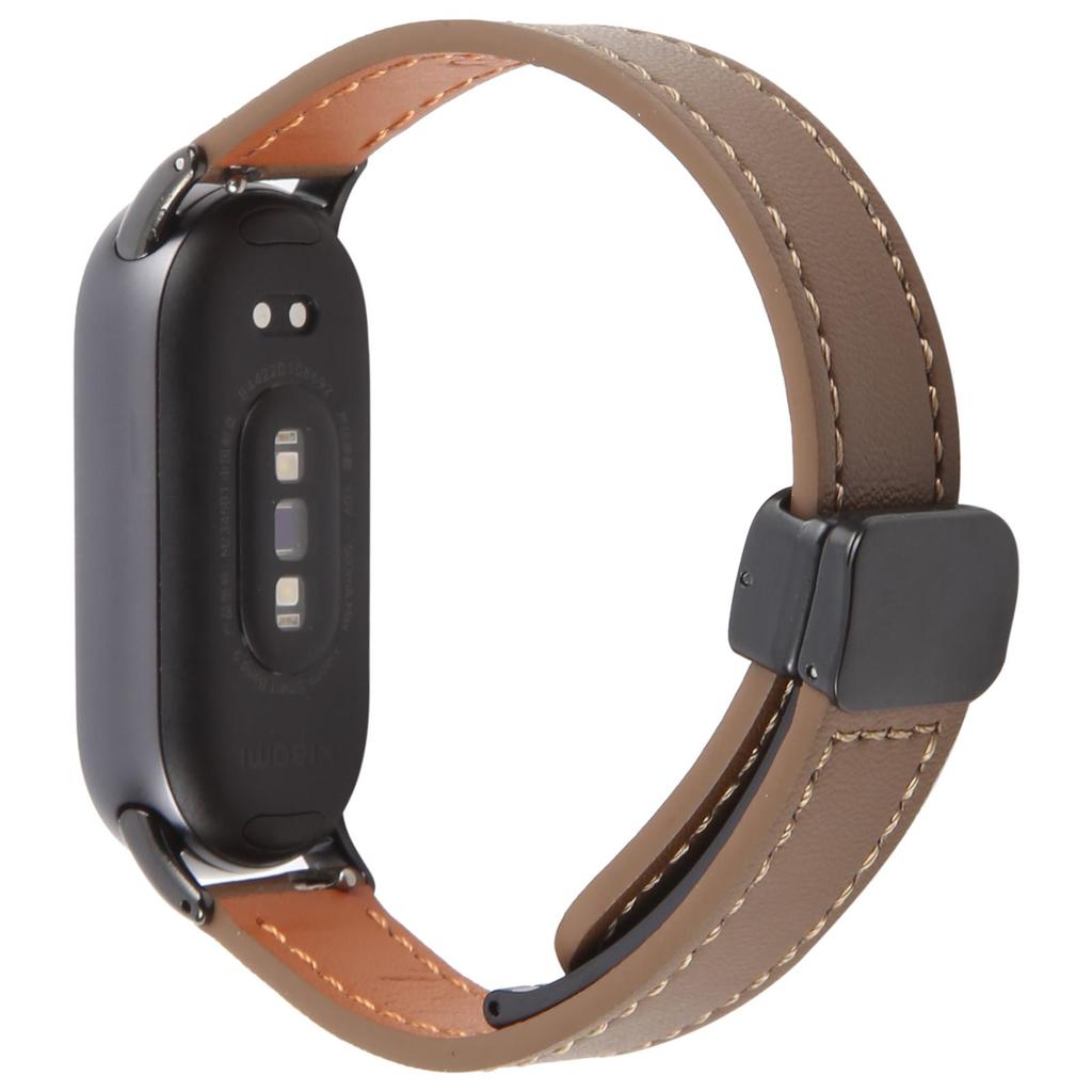 Für Xiaomi Smart Band 9/8 Faltbares Magnetisches Schwarzes Schnallen Mikrofaserleder Uhrenarmband