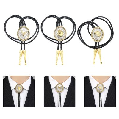 Bolo Tie for Men Western Cowboy Style Necktie with Carved Animal Buckle Decorations Costume Accessories