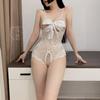 Sex Underwear Perspective Lace Underwear Milk Bow One-piece Suspender Open Crotch Sex Clothes