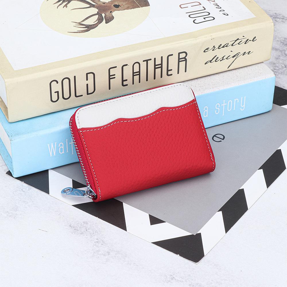 Cowhide Multifunctional Zipper Change Purse Women's Fashionable Coin Bag Genuine Leather Card