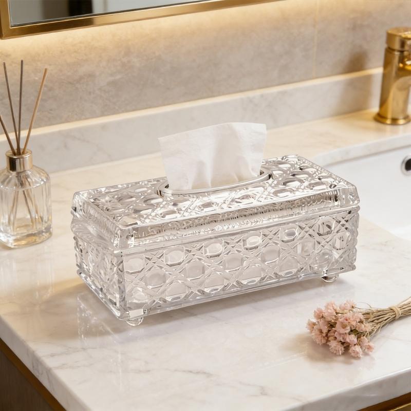 Minimalist Glass Tissue Box Organizer For Countertop Decoration And Small Item Storage Paper Towel Dispenser