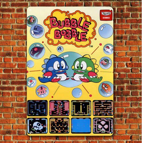 Bubble Bobble Retro Video Game Metal Poster 20x30cm aluminum 20x30cm