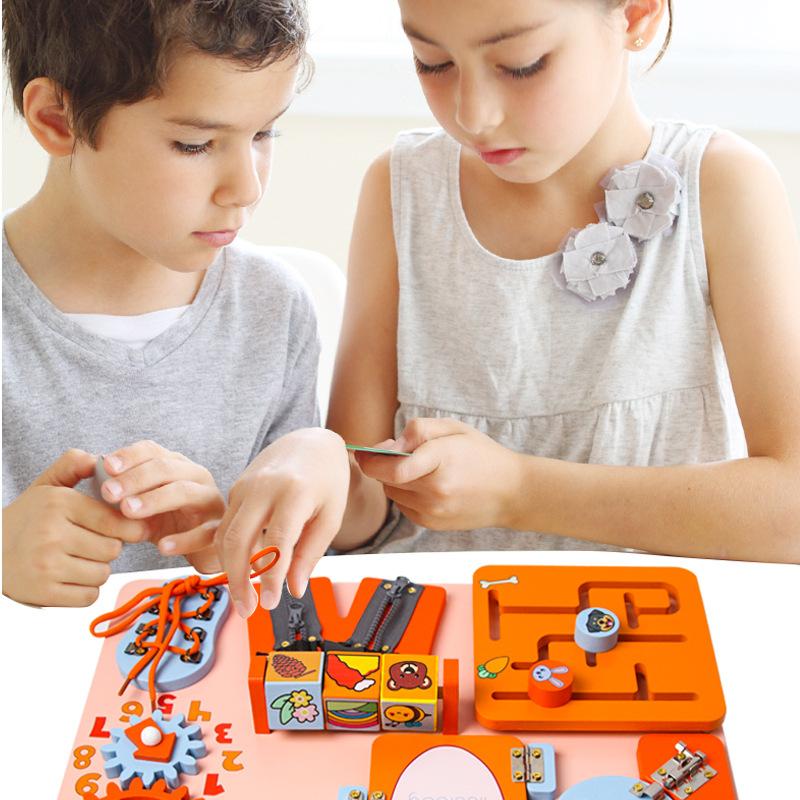 Baby Busy Board Montessori Children'S Educational Early Education Montessori Teaching Aids Busy Block Unlocking Toys