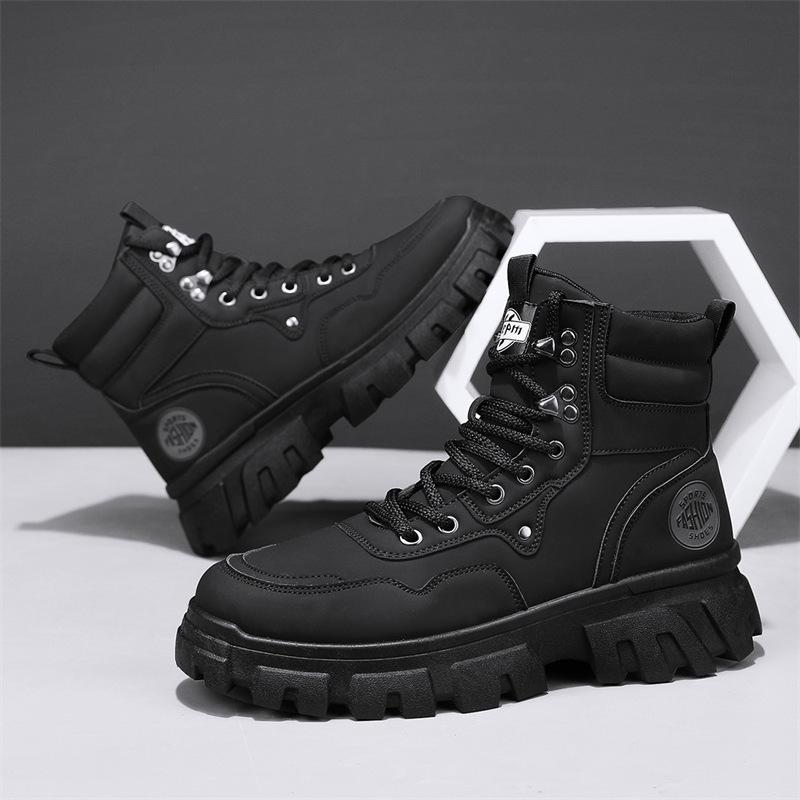 

Мужские зимние хлопковые туфли на бархатной подкладке, новые теплые высокие кеды, модные универсальные повседневные рабочие туфли 44