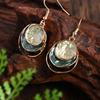 2Pcs/set Multilayer Pendant Jewelry Vintage Boho Jewelry Set Zinc Alloy Enamel Multilayer Round Pendant Necklace and Earrings Elegant Fashion