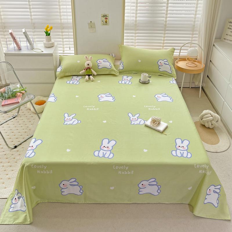 1pc 100% Cotton Bedsheet Cartoon Style Bed Linen Skin-friendly Flat Bed Sheet Adults Kids Sheets Drap De Lit (No Pillowcase)