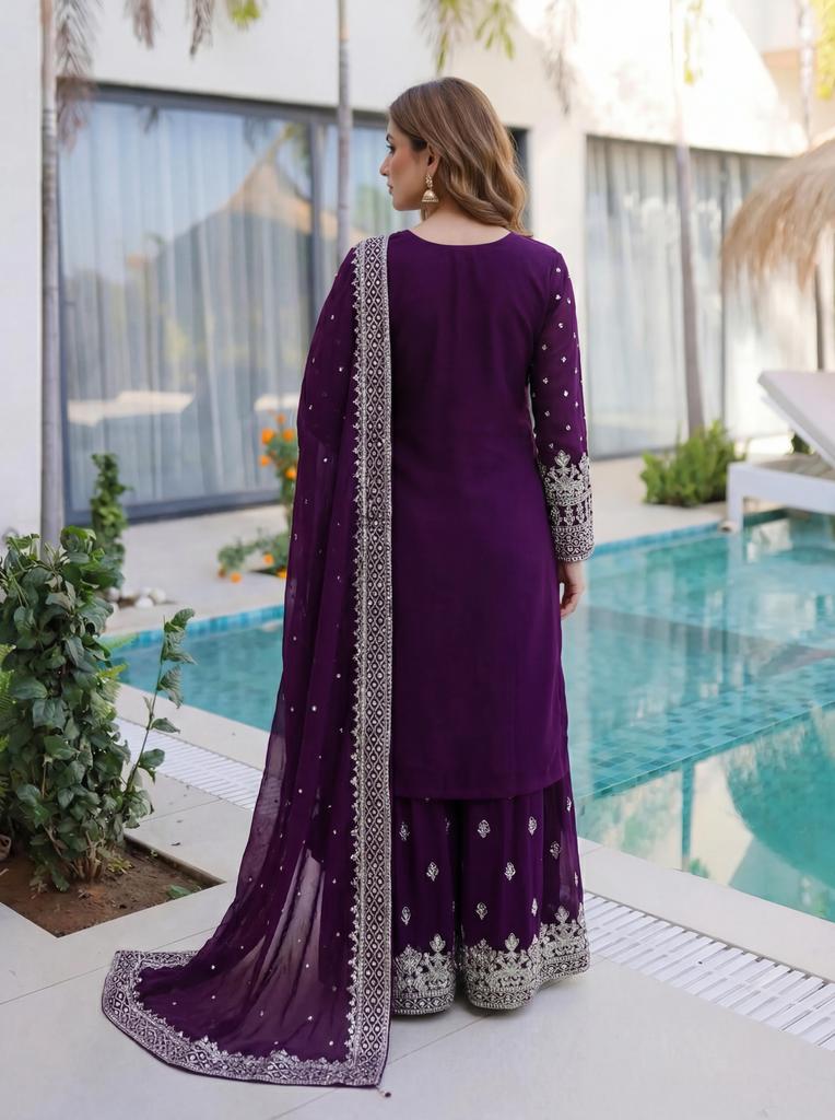 Women Designer Faux Georgette Sharara Salwar Kameez Indian Bollywood Party Wear Salwar Suit