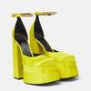 Spring Four Seasons Bright Diamond Super High Heel Single Shoes Women's C Bow Fashion Rhinestone Bow Thick Heel Sandals