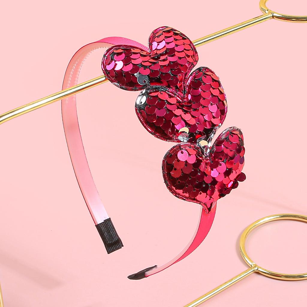 1/4pcs Sequin Heart Headbands for Women Valentine's Day Heart Shaped Hairbands Kids Girls Headband for Party Hair Accessories