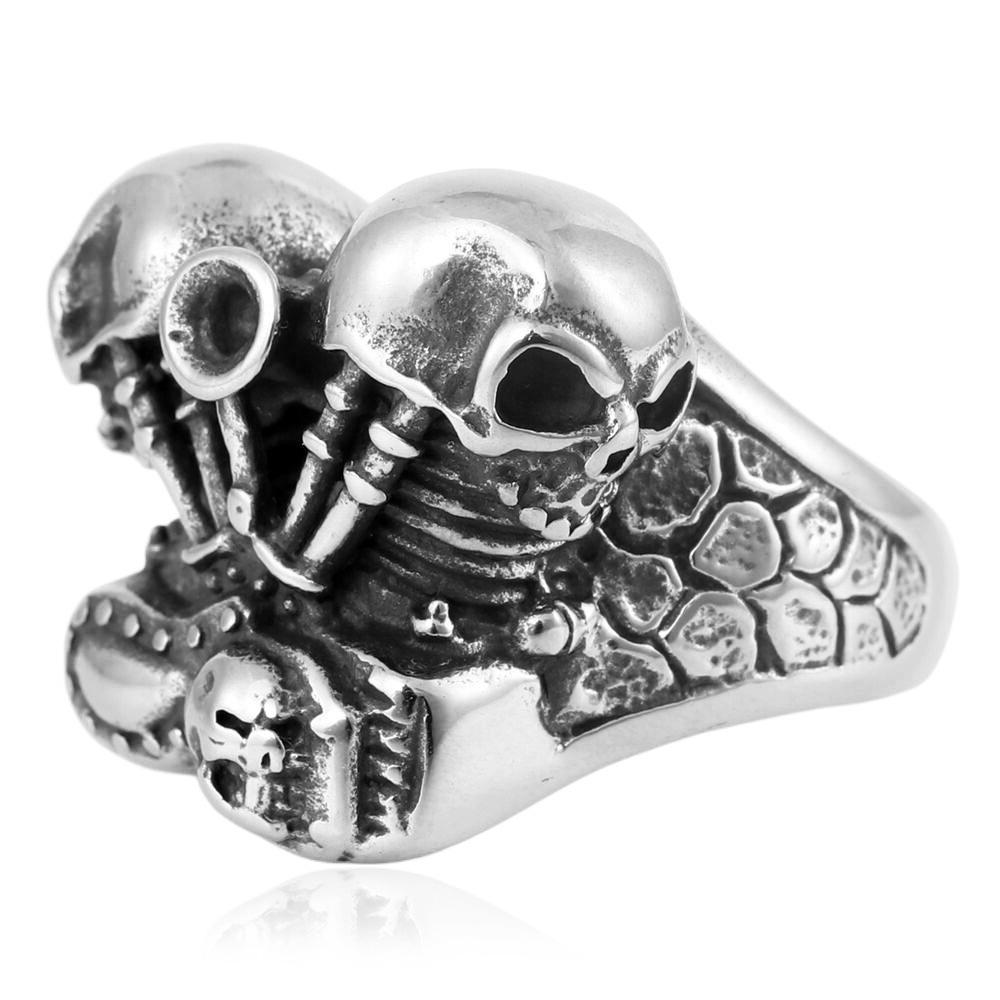 European and American Locomotive Wind Engine Skull Ring Trendy Men Street Jewelry