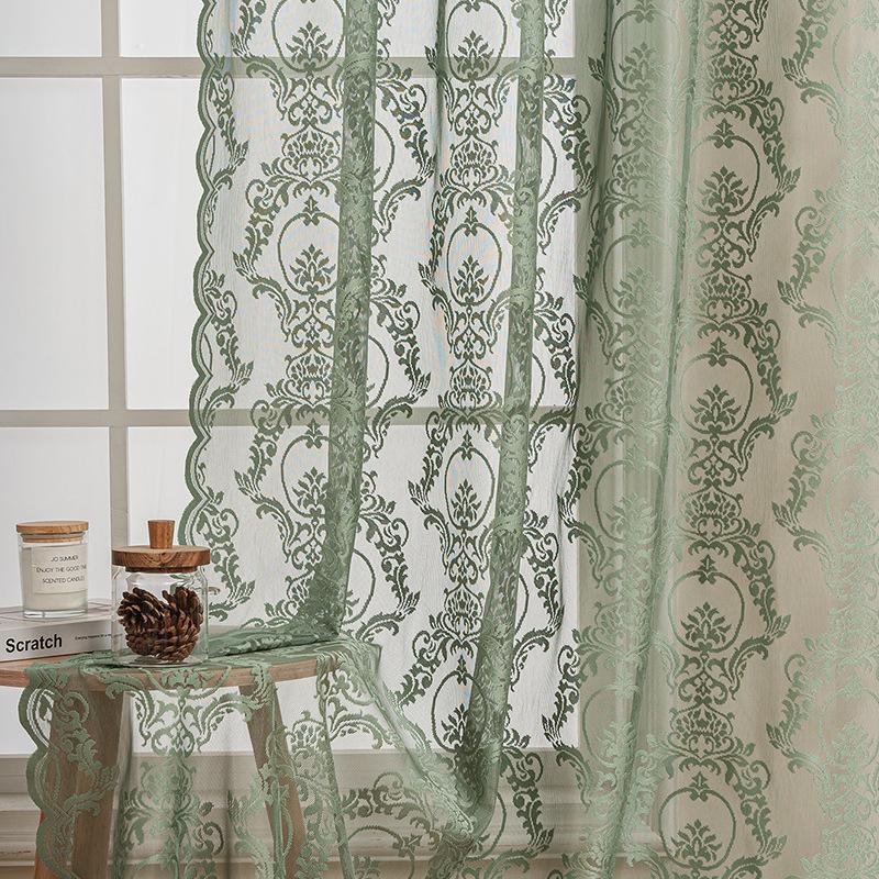 Perdea din Voal cu Dantelă Stil Fresh Wave American pentru Sufragerie, Dormitor, Balcon, Perdea Finisată cu Broderie, Panou Divizor