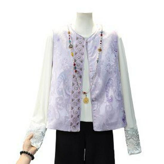 

2026 National Style Spring Vest for Middle-Aged & Elderly Women Medium фиолетовый
