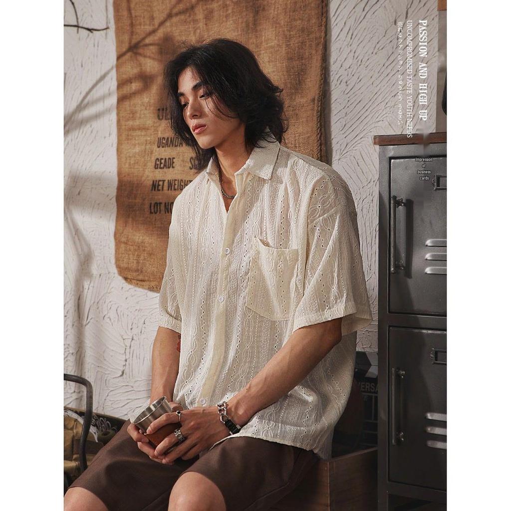 Men's Ethnic Style Japanese Retro Short-Sleeve Loose Shirt