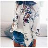 Women's Floral Print Stand Collar Zip Up Long Sleeve Casual Bomber Jacket Oversized Outerwear Coat