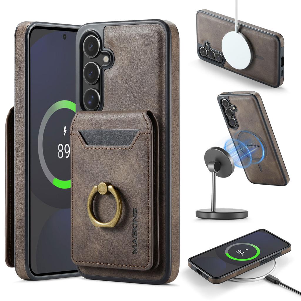 2 in 1 Detachable Cards Solt Leather Phone Case For Samsung S26 Ultra S25 S24 Plus For Magsafe Wireless Charging Wallet Cover
