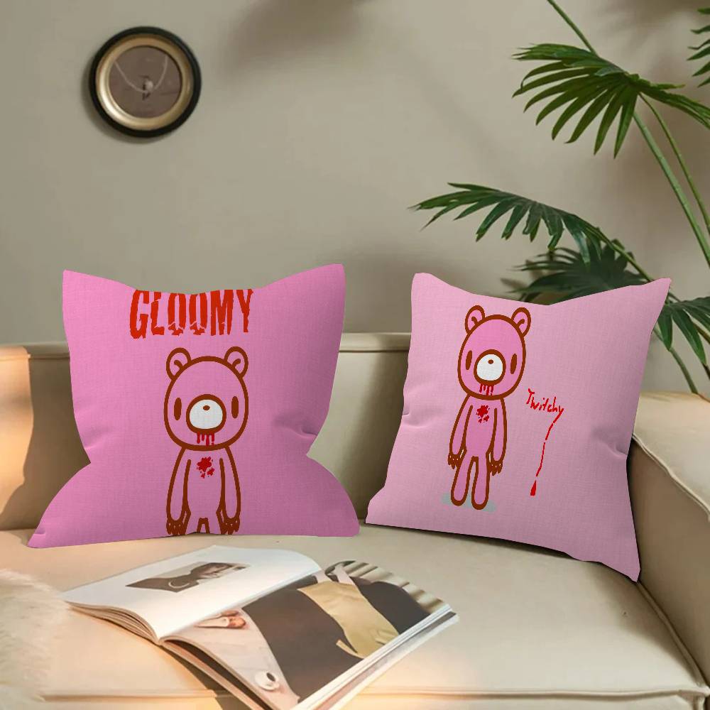G-Gloomy Bear Cartoon Maple Design Cushion Cover Happy Autumn Harvest Decor Holiday Decorati Pillow Cover