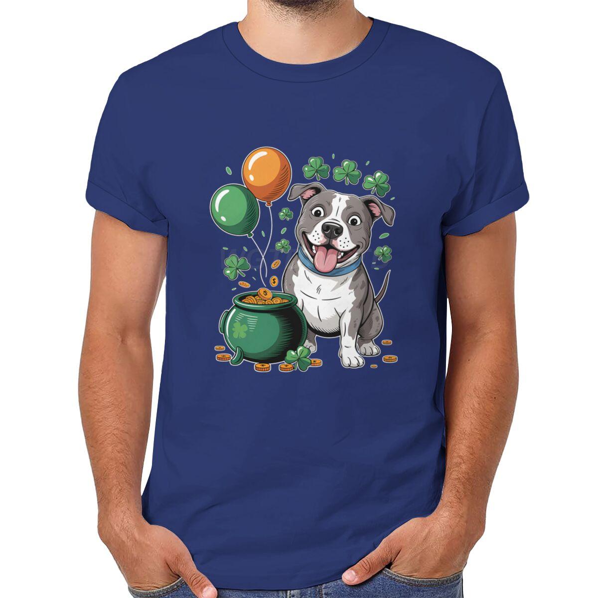 Funny St Patricks Day Dog Shirt Design Women Unisex Clothing Lucky Irish Day Shirt St Patricks Day Shamrock Leaves Casual Tops S