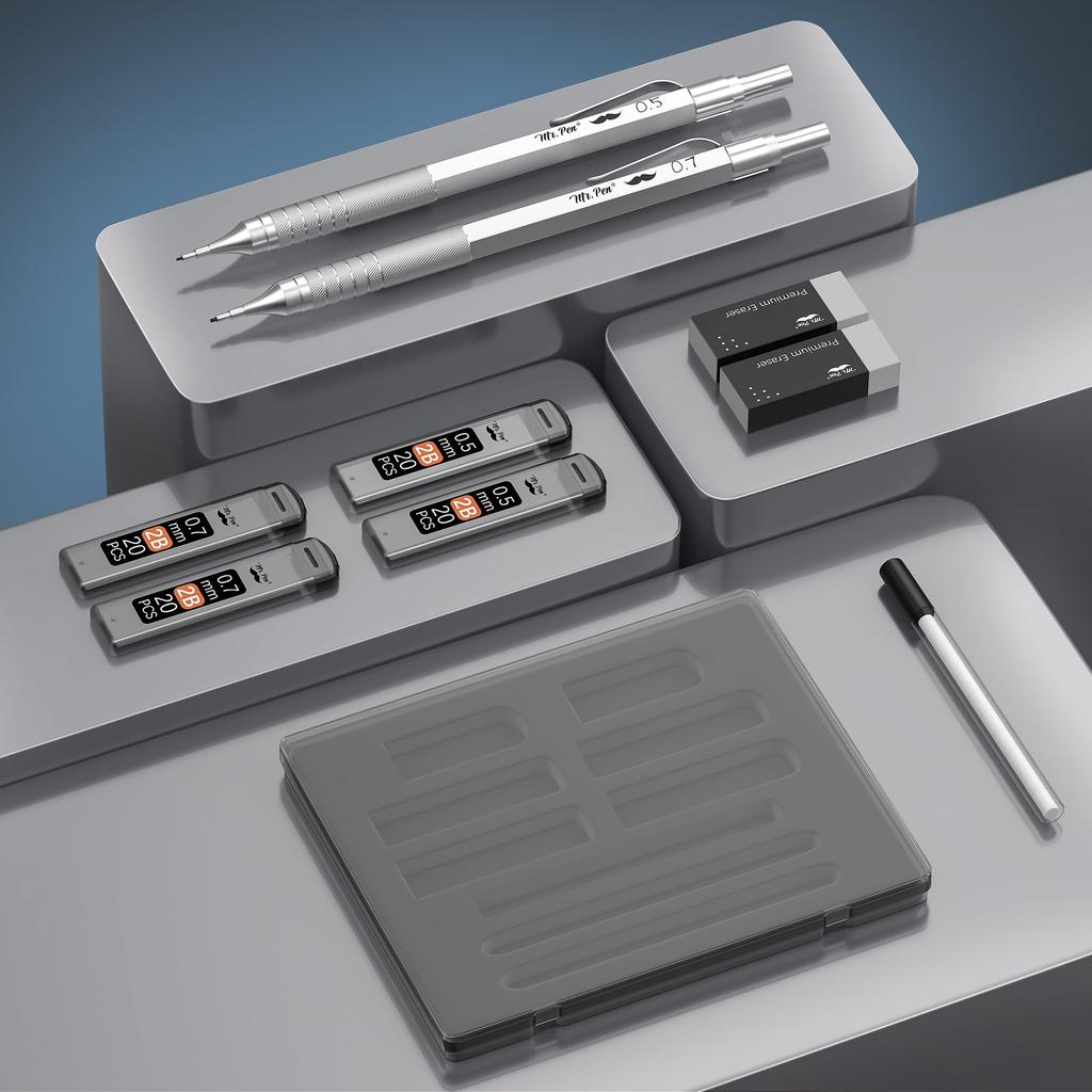 Set Creion Mecanic Metalic 2 Dimensiuni Creion Mecanic Creion Schiță Creion Desen Tehnic Creion Mecanic Creion Metalic cu Mină D-le. 0.5 & 0.7mm
