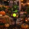 Roztomilé Halloweenské Dárky Solární Kotlík Čarodějnice Zahradní Kolík Světlo, Vodotěsná Pryskyřice Svítící LED Dekorace Figurka Socha, Strašidelná Venkovní Lampa na Cestičku